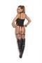 Leather & fishnet underwire teddy with thong back