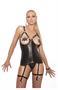 Open bust leather corset with zipper front