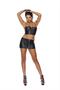 Leather cami top trimmed in nailheads with underwire cups