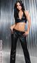 Leather pants with zipper front & snap closure