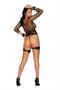 Leather wrist to thigh restraints.