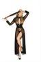 Mesh and vinyl long sleeve gown
