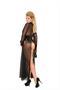Mesh and vinyl long sleeve gown Plus