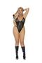Vinyl and fishnet halter neck teddy