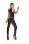 Deep V vinyl catsuit with zipper