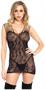 Floral lace mini dress with shredded strap detail