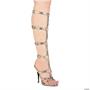 Sexy Strap Up Gold Calf Length Shoes
