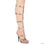 Sexy Strap Up Gold Calf Length Shoes