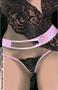 Floral Lace Two Tone Micro String-Black/Pink