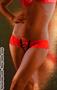 Beautiful Lola Crotchless Lace-Up Hipster Panties-Red/Black