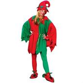 Adults Red, Green & Gold Elegant Elf Costume