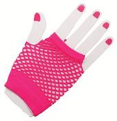 80's Neon Pink Short Fishnet Adult Gloves