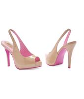 Pink Ribbon Cancer Awareness - Nude Peep-Toe Sling-Back Shoes