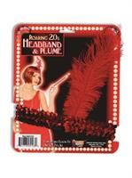 Flapper Headband Red With Red Feather
