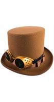 Steampunk Hat w/Goggles-Brown