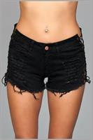 Looped In Distressed Shorts - Black