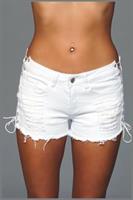 Looped In Distressed Shorts - White