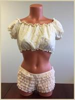 Cream Lined Lace Short Sleeve Peasant Top