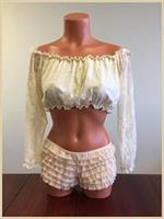 Cream Lined Lace Long Sleeve Peasant Top