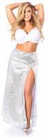 Top Drawer Long Silver Sequin Skirt
