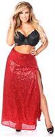 Top Drawer Long Red Sequin Skirt