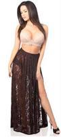 Sheer Dark Brown Lace Skirt