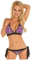 Plaid Schoolgirl Pucker Back Bikini