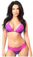 Purple Sequin Pucker Back Bikini w/Fuchsia Lace