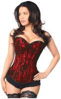 Lavish Red Lace Front Zipper Corset