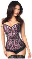 Lavish Pink Lace Front Zipper Corset