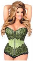 Top Drawer Mint Green Brocade Steel Boned Corset w/Black Eyelash Lace