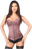 Top Drawer Two-Tone Pink Brocade Steel Boned Overbust Corset