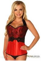 Top Drawer Red Lace and Bow Halter Steel Boned Corset