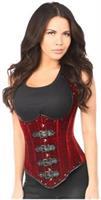 Top Drawer Steel Boned Red Velvet Underbust Corset w/Buckling