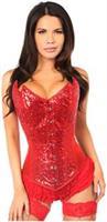 Top Drawer Red Sequin Pointed Top Steel Boned Corset