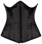 Top Drawer Black Satin Underbust Steel Boned Corset