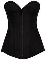 Top Drawer Black Cotton Overbust Steel Boned Corset
