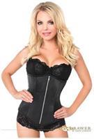 Top Drawer Black Satin Underbust Steel Boned Corset