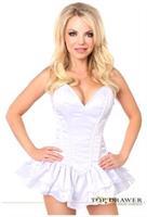 Top Drawer White Satin Steel Boned Corset Dress