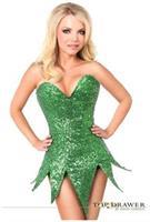 Top Drawer Green Sequin Steel Boned Corset Dress