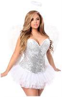 Top Drawer 4 PC Silver Sequin Angel Corset Costume