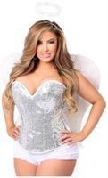Top Drawer 4 PC Sexy Silver Sequin Angel Corset Costume