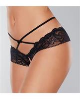 Adore Dare Me Cross Waist Open Lace Panty Black