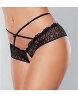 Adore Crayzee Open Panty w/Criss Cross Waist Straps and Lace Black