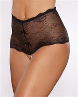 Allure Passion and Pearl High Waist Crotchless w/Pearls - Black