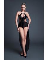 Allure Take Me Latex Look Vinyl and Mesh Teddy w/Attached Skirt - Black