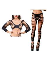 Beverly Hills Naughty Girl Crotchless Side Straps Leggings Black