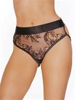 Black Label Mesh Lace and Rose Gold Metal Chain Panty Black