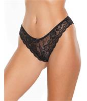 Scallop Stretch Lace High Leg Panty Black