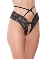 Lace Hipster Panty w/Bow Detail - Black